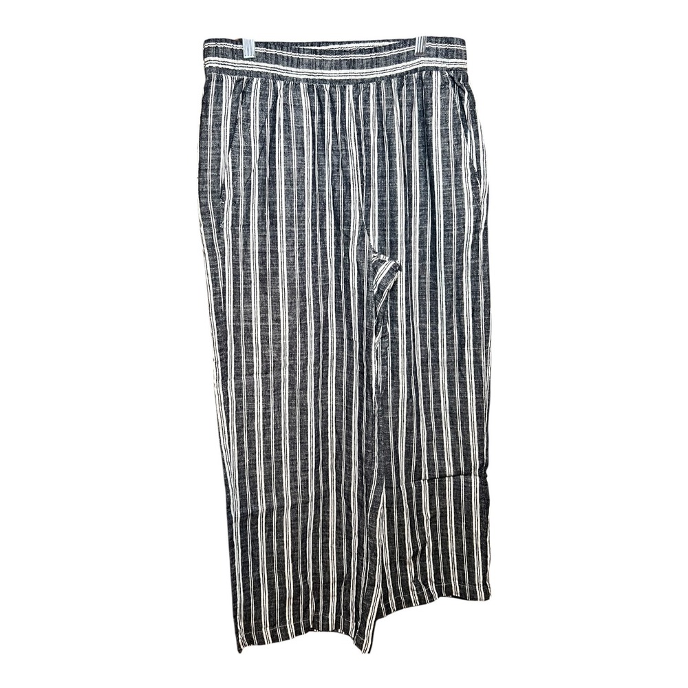 Old Navy Womens High Rise Wide Leg Linen Blend Striped‎ Pants Navy White Size M - Picture 3 of 6
